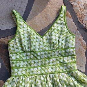 Robbie Bee Polka Dot Green Pretty Sleeveless Fit & Flare Dress - Size 4P EUC